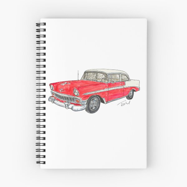 Item preview, 1956 Belair 2 Door Post - White & Red designed and sold by WheelsinArt.