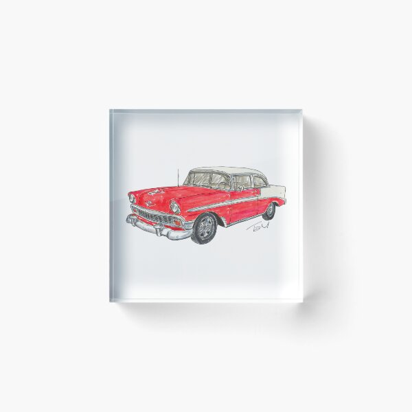 Item preview, 1956 Belair 2 Door Post - White & Red designed and sold by WheelsinArt.