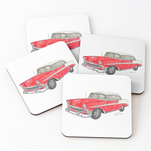 Item preview, 1956 Belair 2 Door Post - White & Red designed and sold by WheelsinArt.