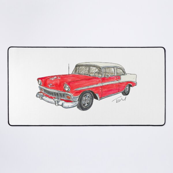 Item preview, 1956 Belair 2 Door Post - White & Red designed and sold by WheelsinArt.