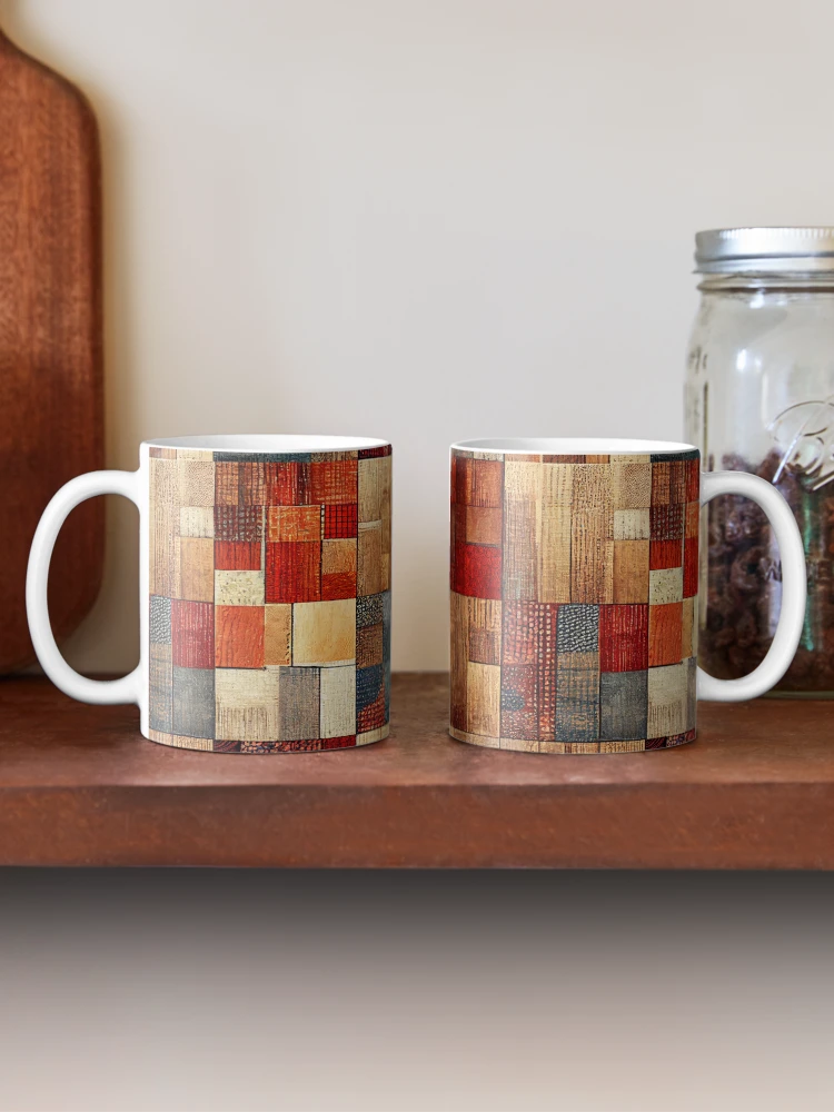 Thumbnail 2 of 6, Coffee Mug, Rustic Patchwork designed and sold by BuraxisDesigns.