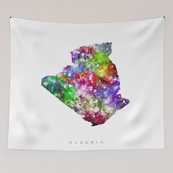 Artikelvorschau, Algerien Karte Aquarellmalerei entworfen und verkauft von InkistPrints.