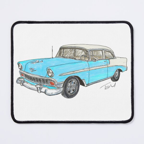 Item preview, 1956 Belair 2 Door Post - White & Blue designed and sold by WheelsinArt.