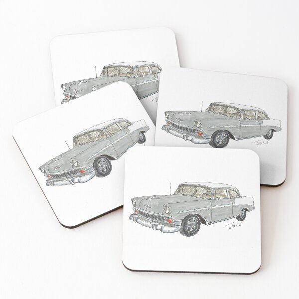 Item preview, 1956 Belair 2 Door Post - White & Gray designed and sold by WheelsinArt.
