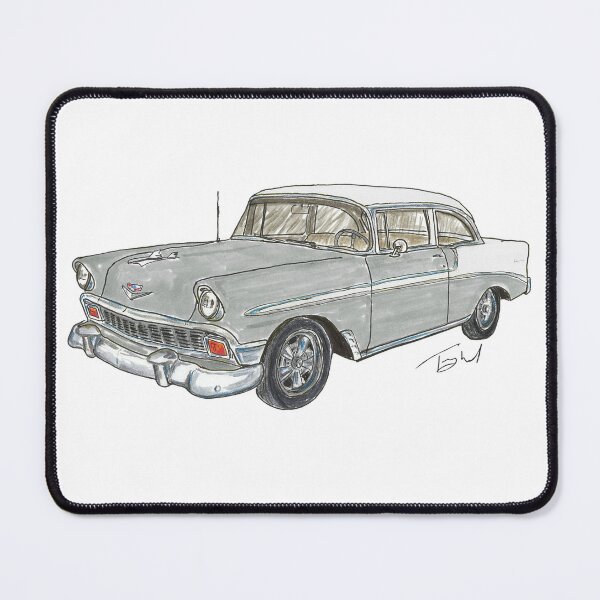 Item preview, 1956 Belair 2 Door Post - White & Gray designed and sold by WheelsinArt.