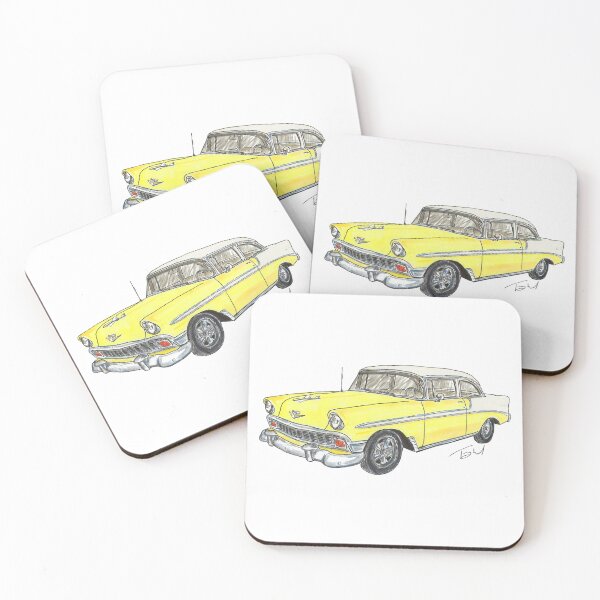 Item preview, 1956 Belair 2 Door Post - White & Yellow designed and sold by WheelsinArt.