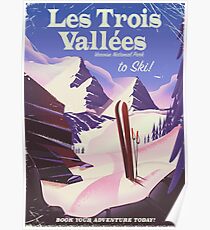 Les Trois Vallées Ski travel poster Poster