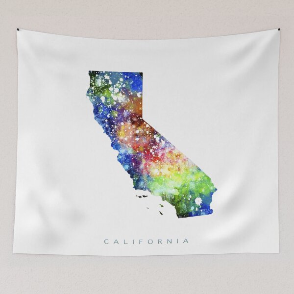 Item preview, California Map Watercolor Painting designed and sold by InkistPrints.