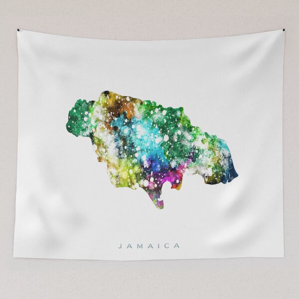 Item preview, Jamaica Map Watercolor Painting designed and sold by InkistPrints.