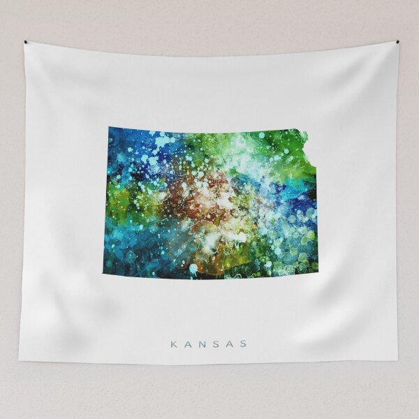 Item preview, Kansas Map Watercolor Painting designed and sold by InkistPrints.