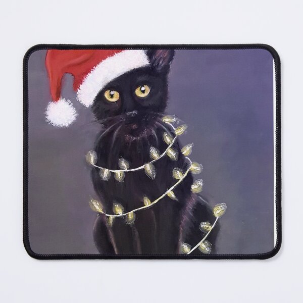 Item preview, Tangled in Christmas lights, cat , oil painting  designed and sold by OilPaintsHatts.
