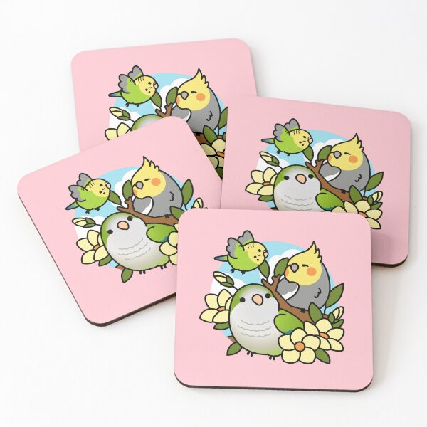 Item preview, Cockatiel, Quaker, Budgie, and Flowers designed and sold by birdhism.