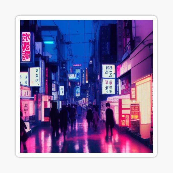 Regen im neonbeleuchteten Tokio Sticker