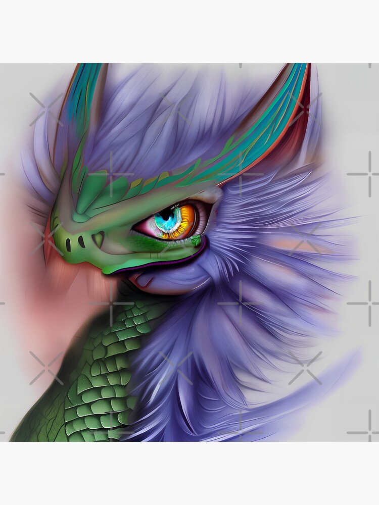 Thumbnail 3 of 3, Sticker, Cute Fuzzy Baby Dragon designed and sold by dragynrain.