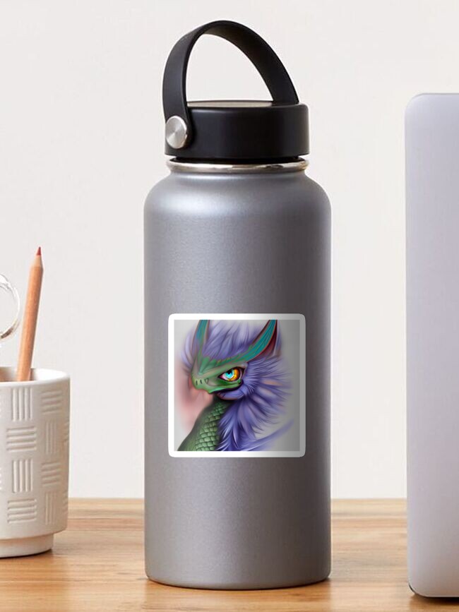 Thumbnail 1 of 3, Sticker, Cute Fuzzy Baby Dragon designed and sold by dragynrain.