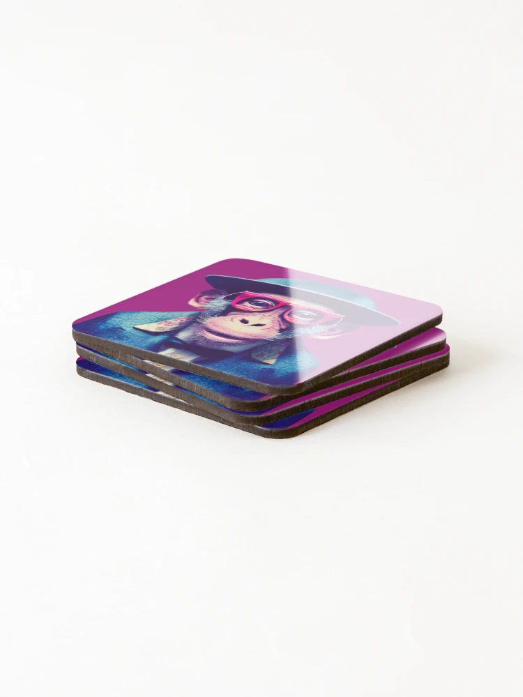 Thumbnail 4 of 5, Coasters (Set of 4), Sticker Cool Monkey designed and sold by RazorGirlRose.