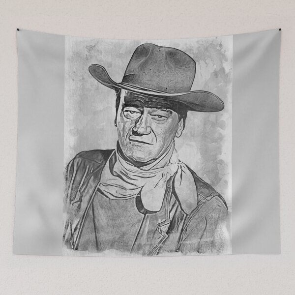 Item preview, John Wayne Art - watercolor bw - D20 designed and sold by DecoVintage.