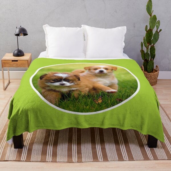 Item preview, Two cute baby dogs on the grass designed and sold by HappyLife4U.