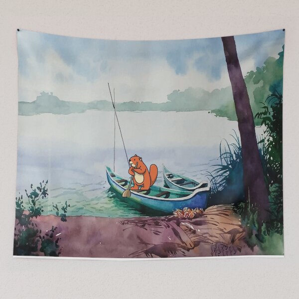 Item preview, Watercolor Cute Beaver In Nature designed and sold by virillanissa.