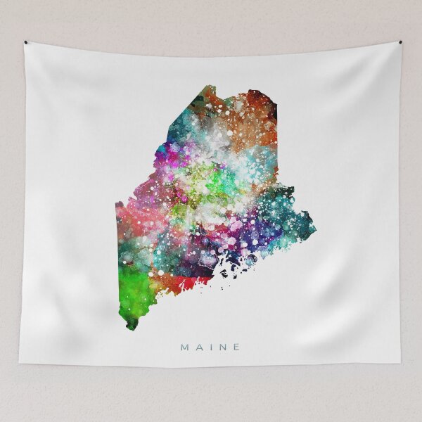 Item preview, Maine Map Watercolor Painting designed and sold by InkistPrints.