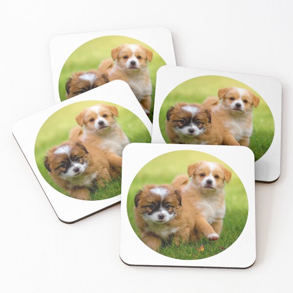 Item preview, Two cute baby dogs on the grass designed and sold by HappyLife4U.