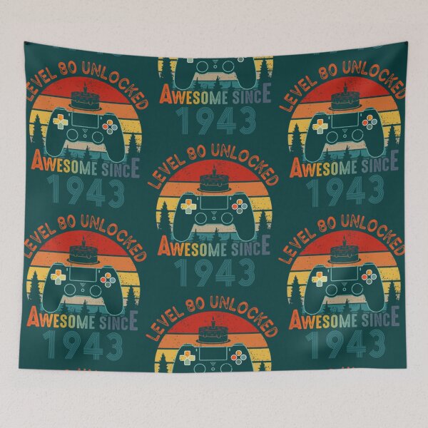 Item preview, Level 80 Unlocked Awesome Since 1943 Funny Gamer Birthday   designed and sold by rinjinsato.