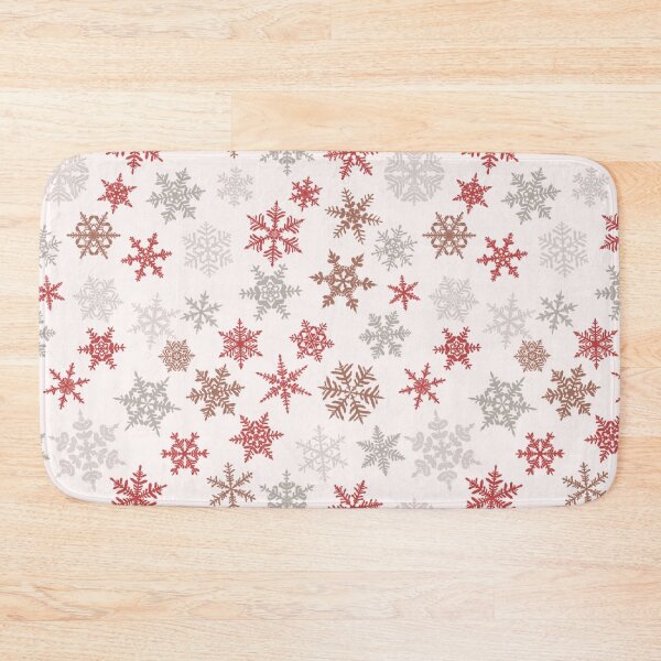 Item preview, Flakes Seamless Pattern - White Background With Red Snow Flakes designed and sold by ImagesDesigns.