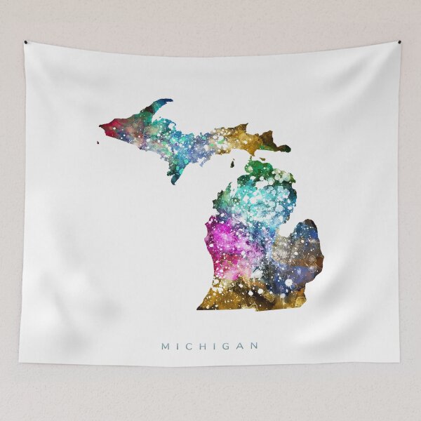 Item preview, Michigan Map Watercolor Painting designed and sold by InkistPrints.