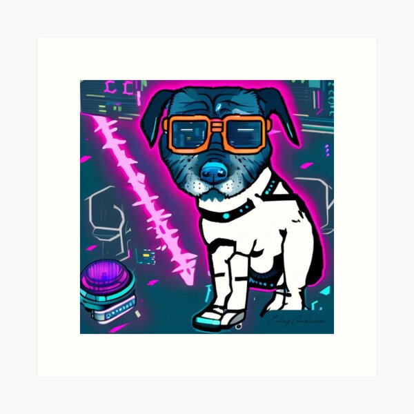 Robot Dog with glasses | Cool dog | for dog lovers | Funny dog | Space dog Art Print