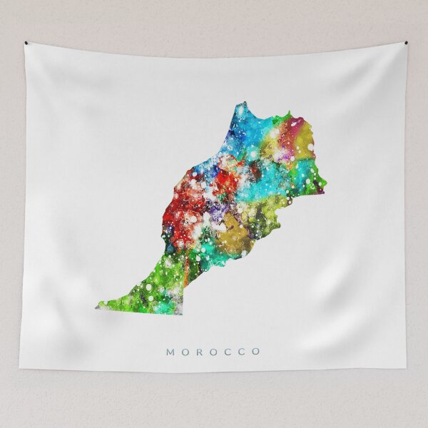 Item preview, Morocco Map Watercolor Painting designed and sold by InkistPrints.