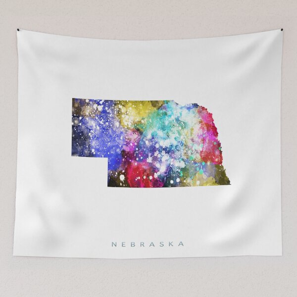 Item preview, Nebraska Map Watercolor Painting designed and sold by InkistPrints.