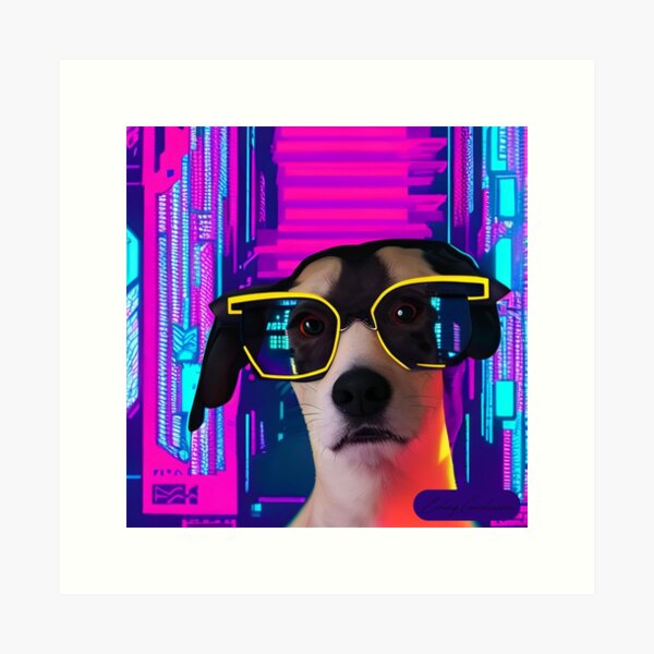 Robot Dog with glasses | Cool dog | for dog lovers | Funny dog | Space dog Art Print