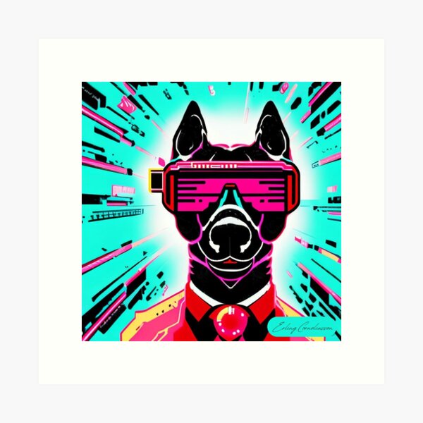 Robot Dog with glasses | Cool dog | for dog lovers | Funny dog | Sci fi dog Art Print