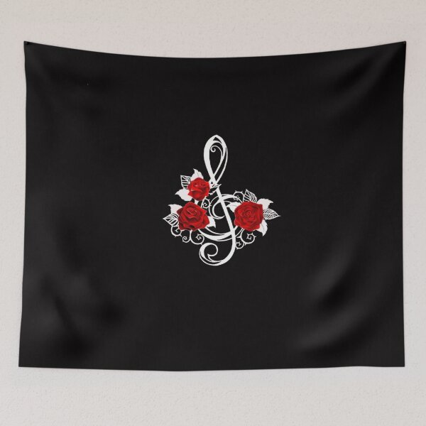 Item preview, Music Note Symbol with Red Rose Flower designed and sold by Rowena Jones.