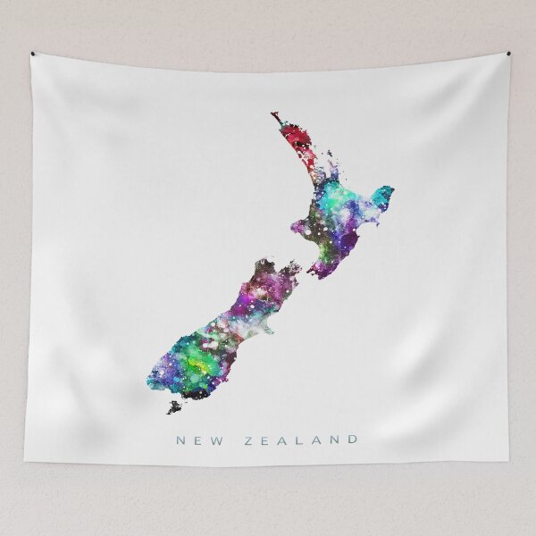 Artikelvorschau, Neuseeland Karte Aquarell Malerei entworfen und verkauft von InkistPrints.