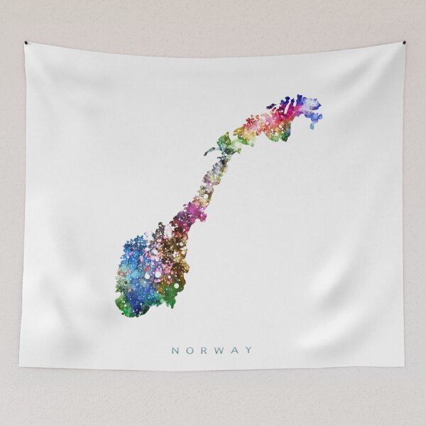Item preview, Norway Map Watercolor Painting designed and sold by InkistPrints.