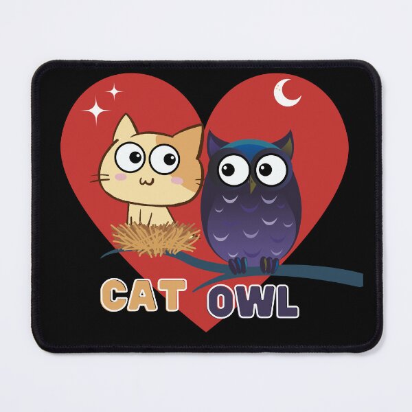 Item preview, A cat and an owl in a heart designed and sold by Sanctum Cosmos.