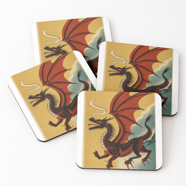 Item preview, Red Dragon Flying Through the Misty Mountain Skies designed and sold by AIgenerations.