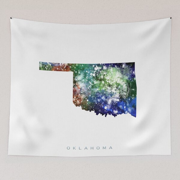Item preview, Oklahoma Map Watercolor Painting designed and sold by InkistPrints.