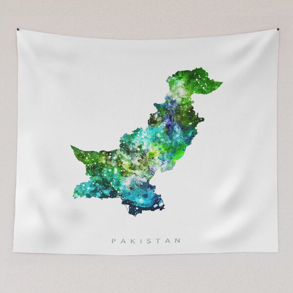 Artikelvorschau, Pakistan Karte Aquarellmalerei entworfen und verkauft von InkistPrints.