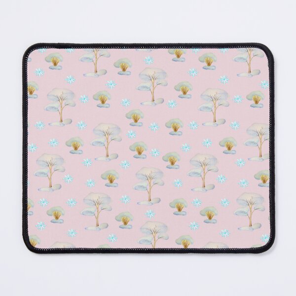 Item preview, Watercolor Trees and bushes in the snow Snowflakes and tree seamless patern Pink background patern Christmas patern Cute patern  designed and sold by Sunflower-7.