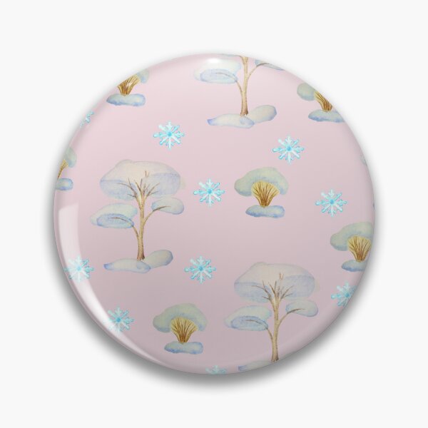 Item preview, Watercolor Trees and bushes in the snow Snowflakes and tree seamless patern Pink background patern Christmas patern Cute patern  designed and sold by Sunflower-7.
