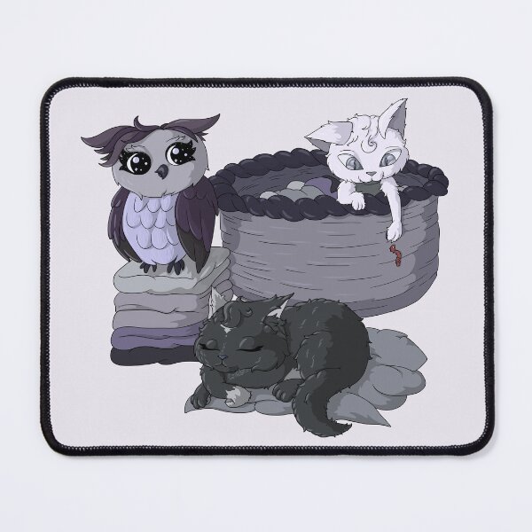 Item preview, Cats and an Owl Laundry Day Black designed and sold by TheFoxyWolfShop.