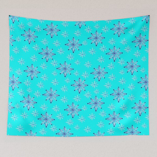 Item preview, Hand painted Snowflakes seamless patern turquoise background patern Christmas patern Cute patern designed and sold by Sunflower-7.
