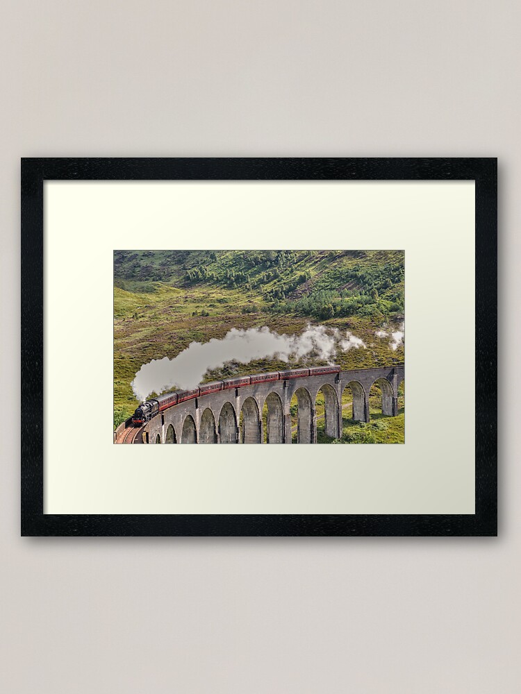 Alternate view of The Jacobite Steam Train, Glenfinnan Viaduct, Scotland. Framed Art Print