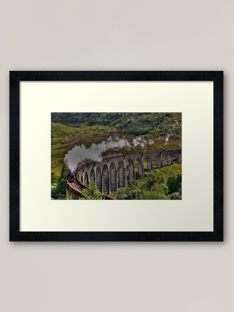 Alternate view of The Jacobite Steam Train, Glenfinnan Viaduct, Scotland. Framed Art Print