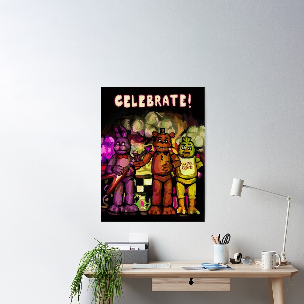 Five Nights at Freddy's - Celebrate Wall Poster with Wooden