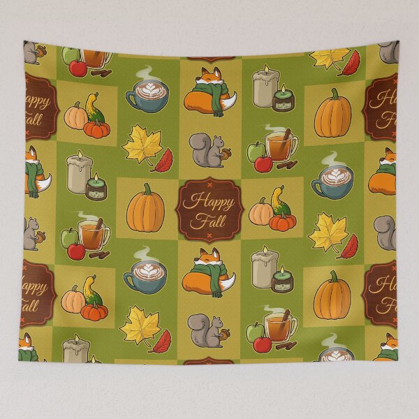 Item preview, Happy Fall grid (green apple) designed and sold by JadedSketch.