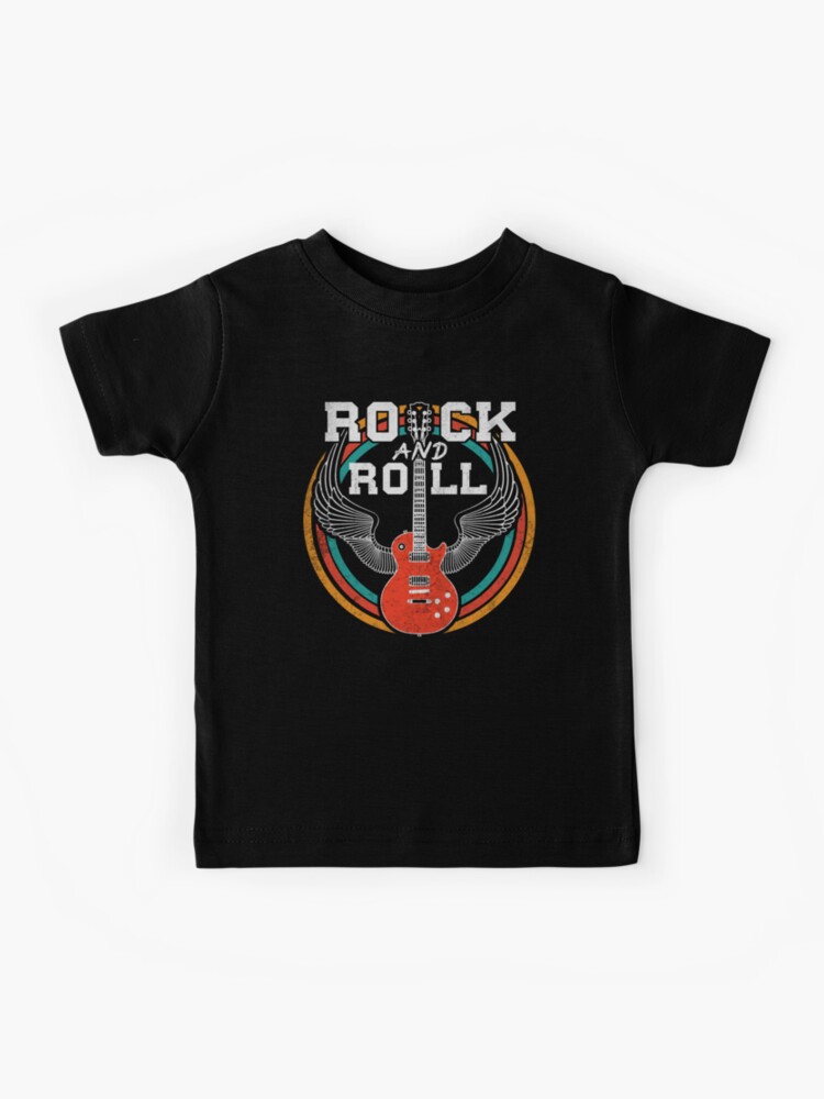 Vintage Retro Distressed 80s Rock & Roll Music Guitar with Wings Kids  T-Shirt for Sale by wingstar