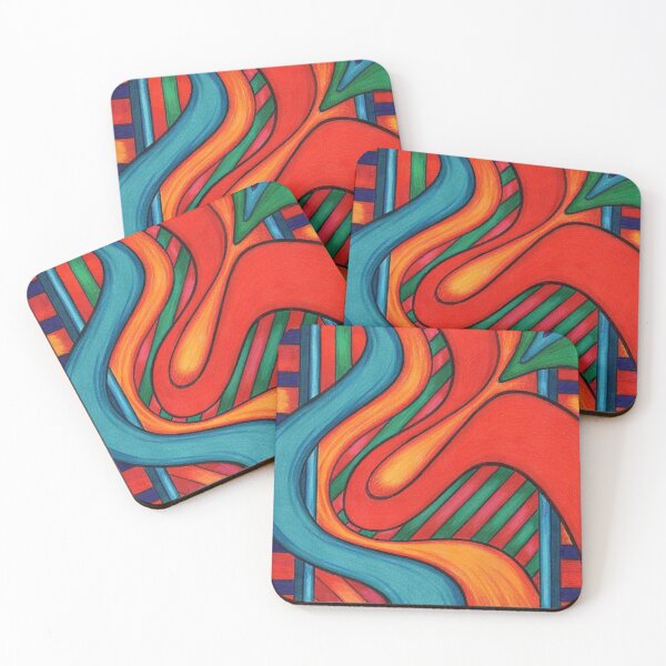Item preview, 'Groovy Abstract 1' abstract design created with colour pencils and black ink designed and sold by helenvjames.
